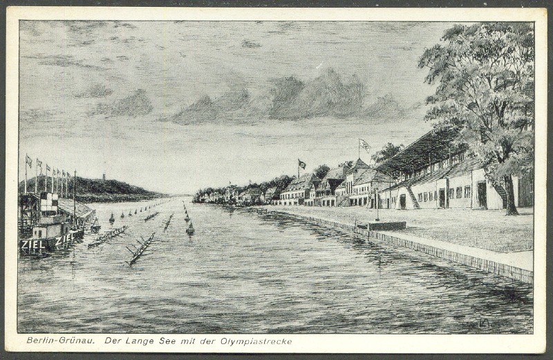 pc ger berlin gruenau 1936 drawing of olympic regatta course meyerheim oly. 2 