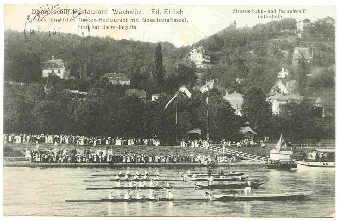 pc ger dresden 1914 start of regatta on the elbe river b w photo of four 4 at the start 
