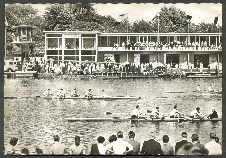pc ger duisburg regatta 1962 b w photo of 4 race on last 100 m