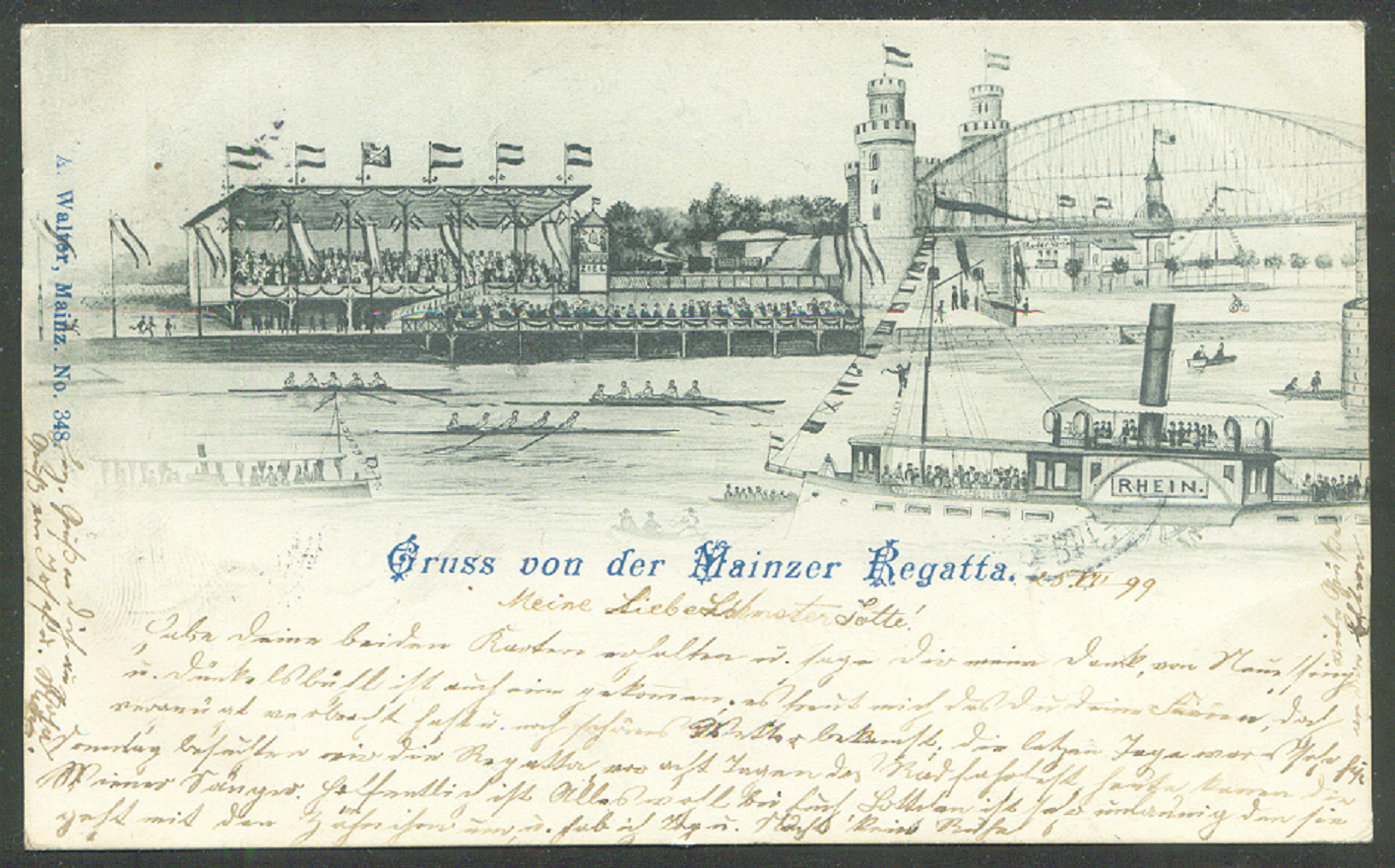 pc ger mainzer regatta pu 1899 drawing of three 4 passing the grandstand
