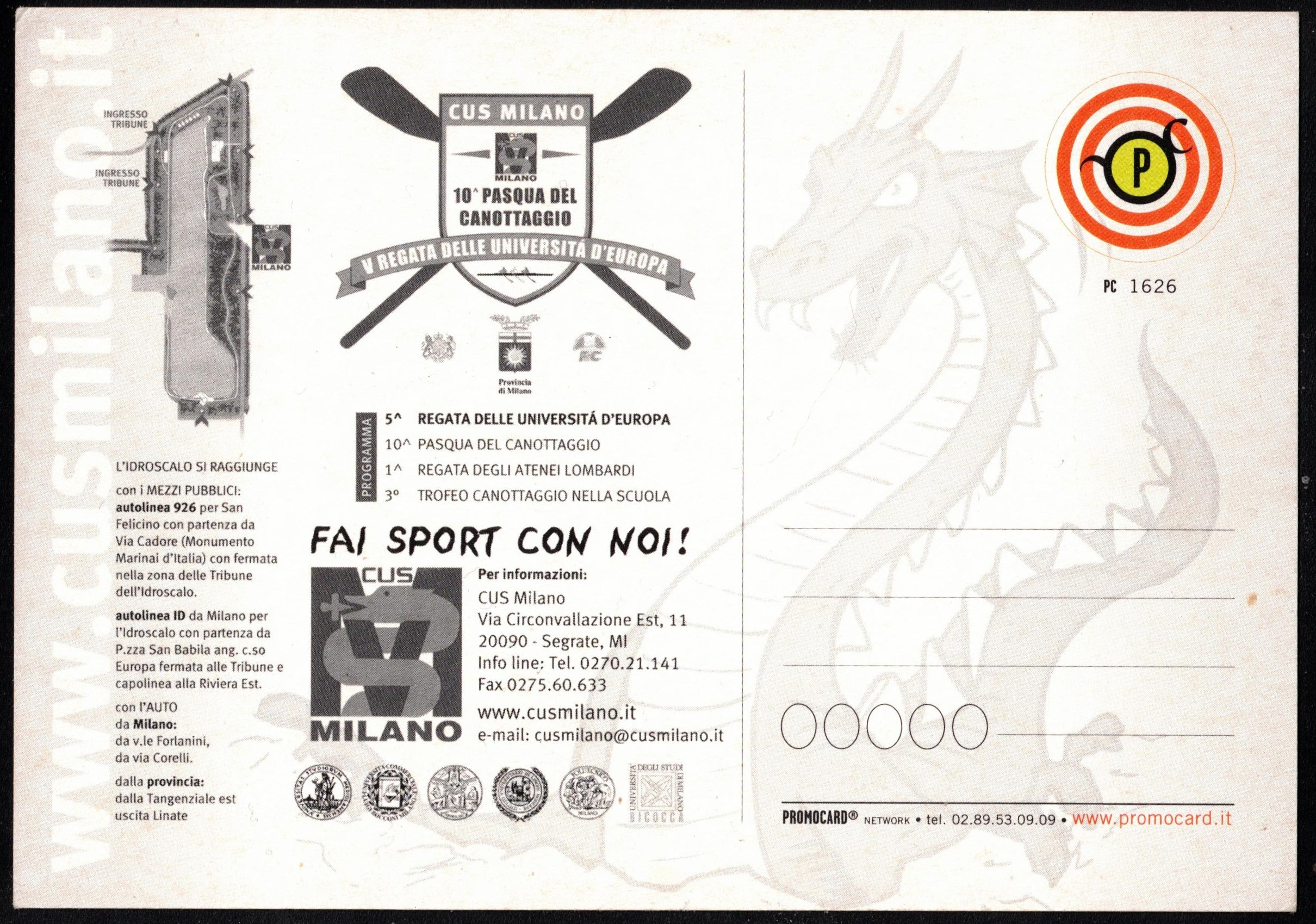 PC ITA 2000 5th Regata delle Università dEuropa at Milan Idroscalo II reverse