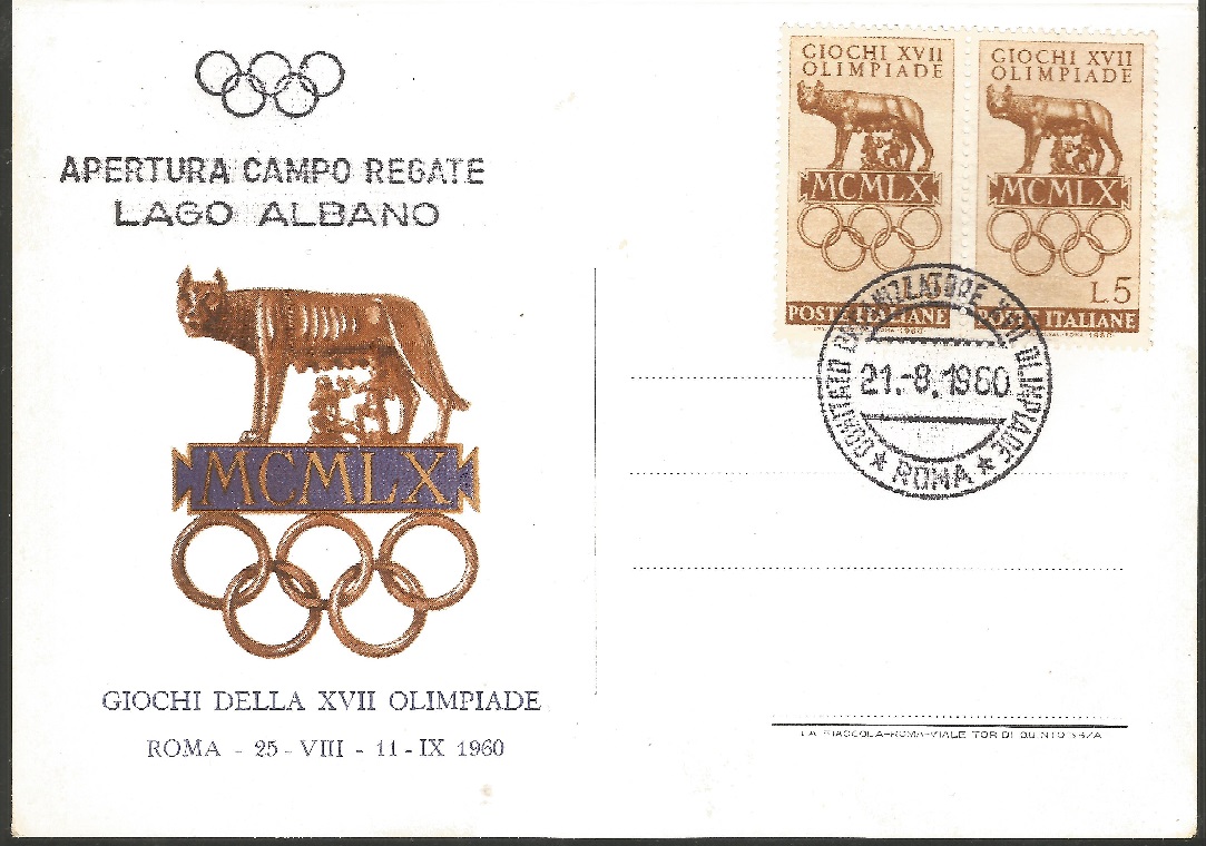 PM ITA 1960 OG Rome Olympic regatta course Lago Albano reverse