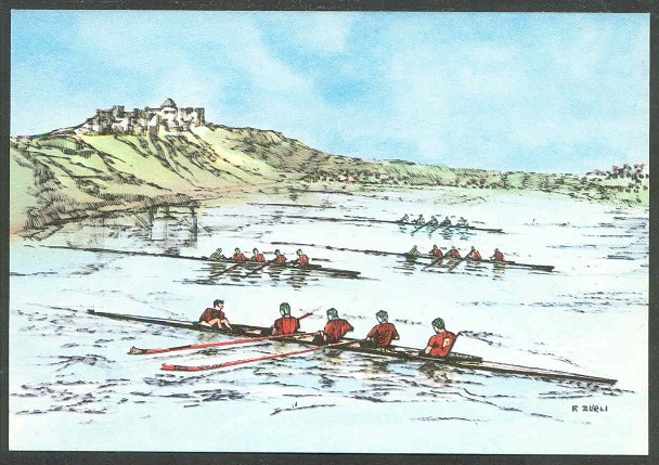 pc ita 1960 og rome drawing of a 4 race on lake albano 