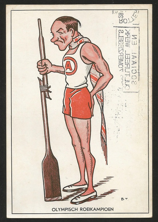 PC NED 1928 comic drawing Olympic Rowing Champion PU 1948