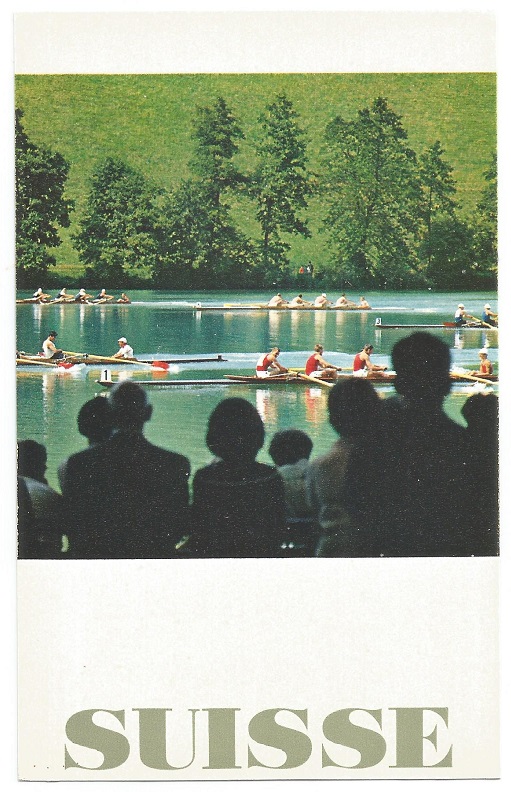 PC SUI 1961 Lucerne Rotsee Regatta Photo of 4 race with spectators in foreground