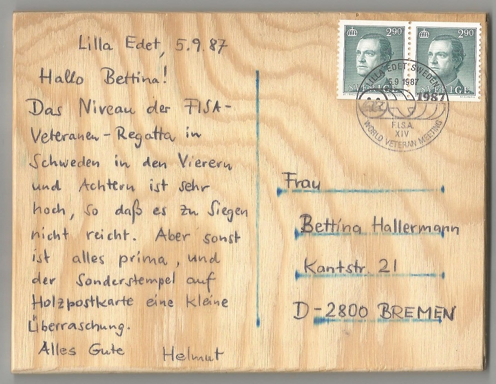 PC SWE 1987 FISA Masters Regatta Lilla Edet wood PU reverse