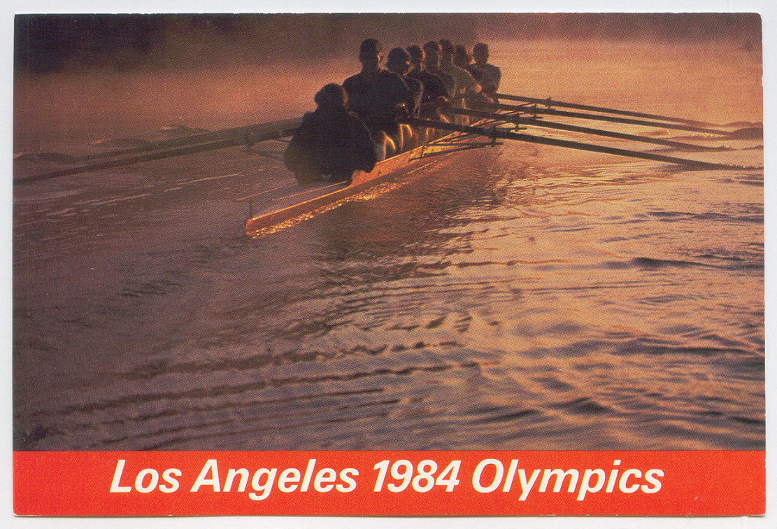 PC USA 1984 OG Los Angeles Photo of 8 on water with sun reflexes