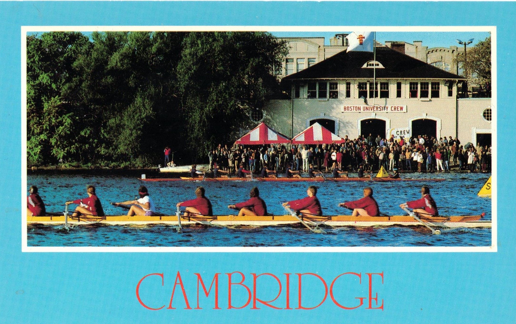 PC USA Cambridge MA Boathouse and crews on the Charles River