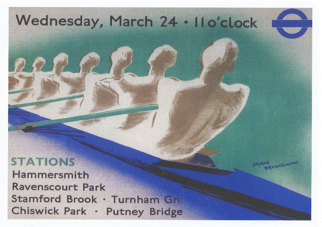Poster GBR 1937 Boat Race reprint of Underground poster by Percy Drake Brookshaw
