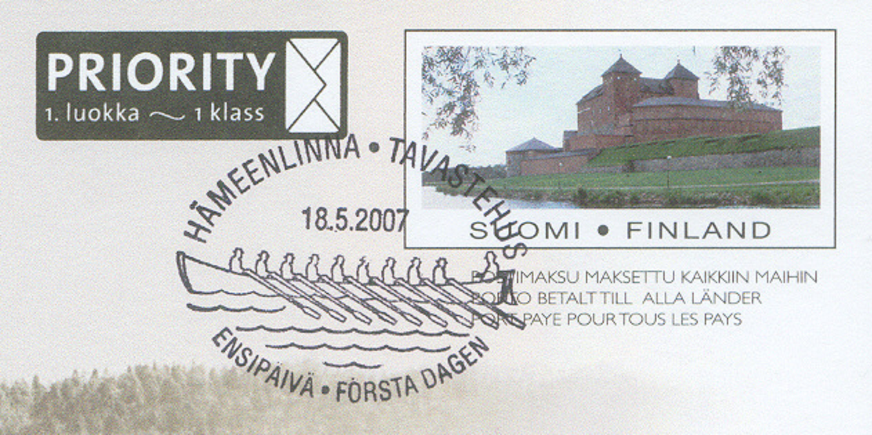 PM FIN 2007 May 18th Haemeenlinna stylized drawing of churchboat with 91 crew