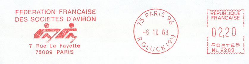 pm fra 1988 oct. 10th paris red meter mark federation francaise des socits daviron with pictogram