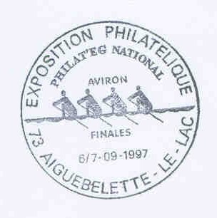 pm fra 1997 sept. 6 7th aiguebelette exposition philatelique aviron finales 4x 