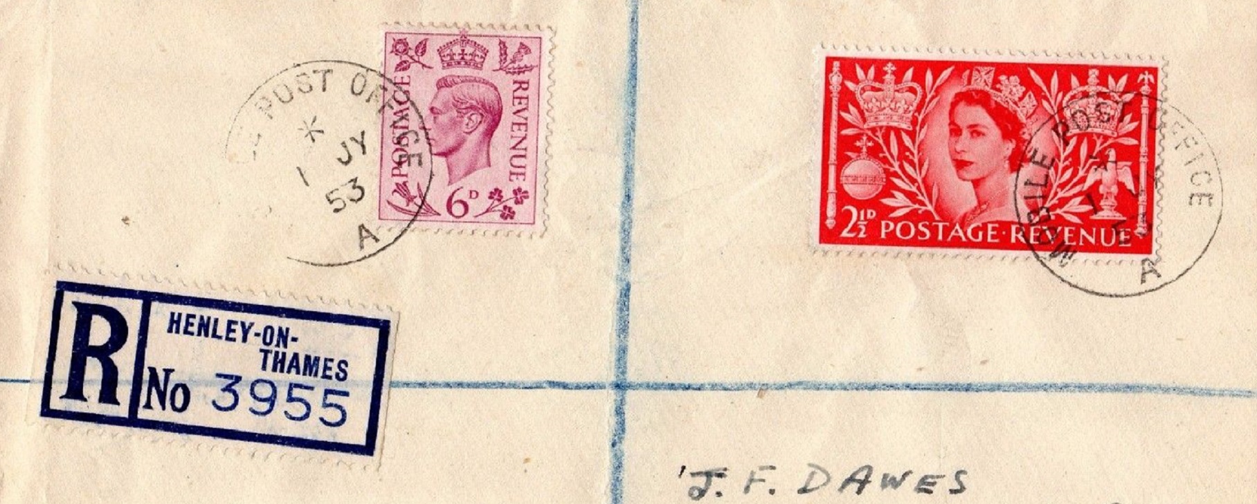 PM GBR 1953 July 1st Henley Mobile Post Office A 2