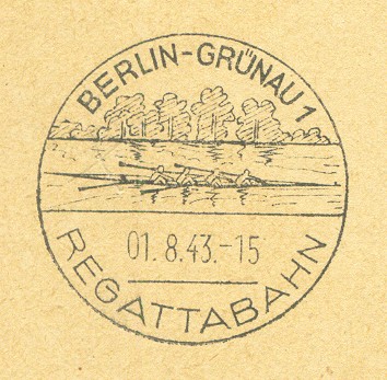 pm ger 1943 aug. 1st berlin gruenau regattabahn 4 with bowside stroke 