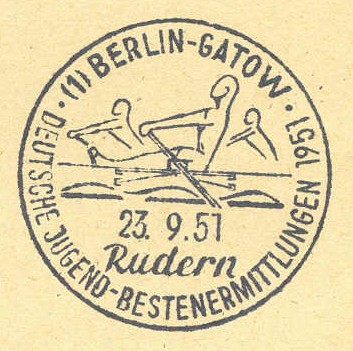 pm ger 1951 sept. 23rd berlin gatow german junior championships stylized rowers racing 