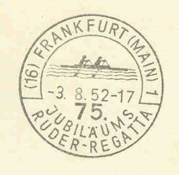 pm ger 1952 aug. 3rd frankfurt main 75th jubilee regatta stylized 2x 