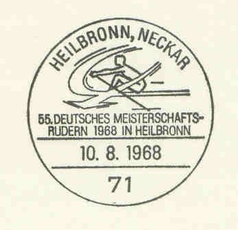 pm ger 1968 aug. 10th heilbronn 55th german rowing championships stylized rower in motion 