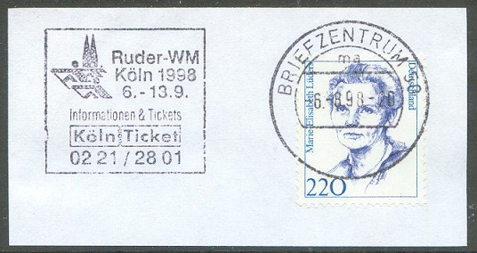 pm ger 1998 aug. 6th wrc cologne ruder wm koeln 1998 6. 13.9. logo in frame