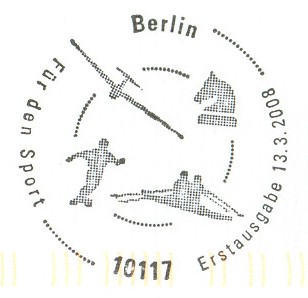 pm ger 2008 march 13th berlin fdc fuer den sport pictograms gliding chess soccer rowing 2x 