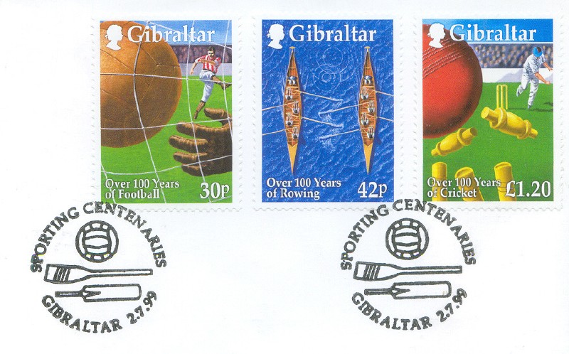 pm gib 1999 july 2nd gibraltar sporting centenaries drawing of an oar 