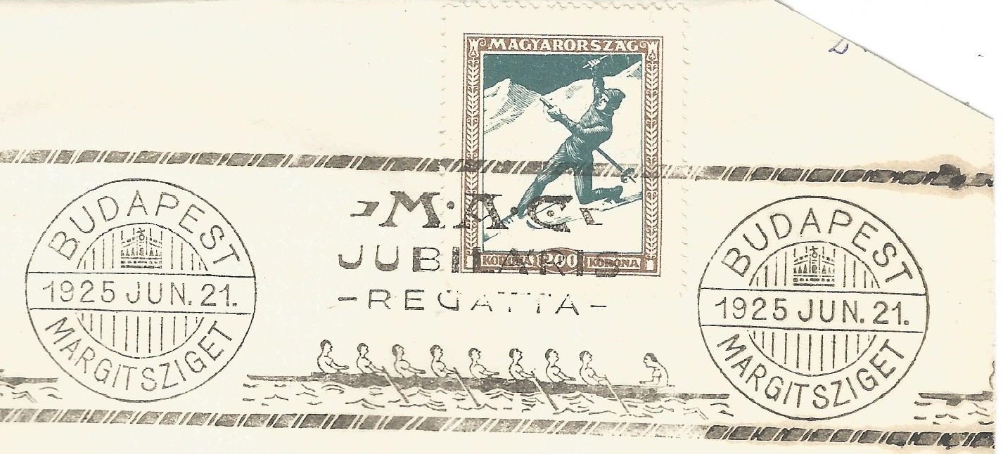 PM HUN 1925 June 21st Budapest MAC Jubilaris Regatta on 200 K. stamp