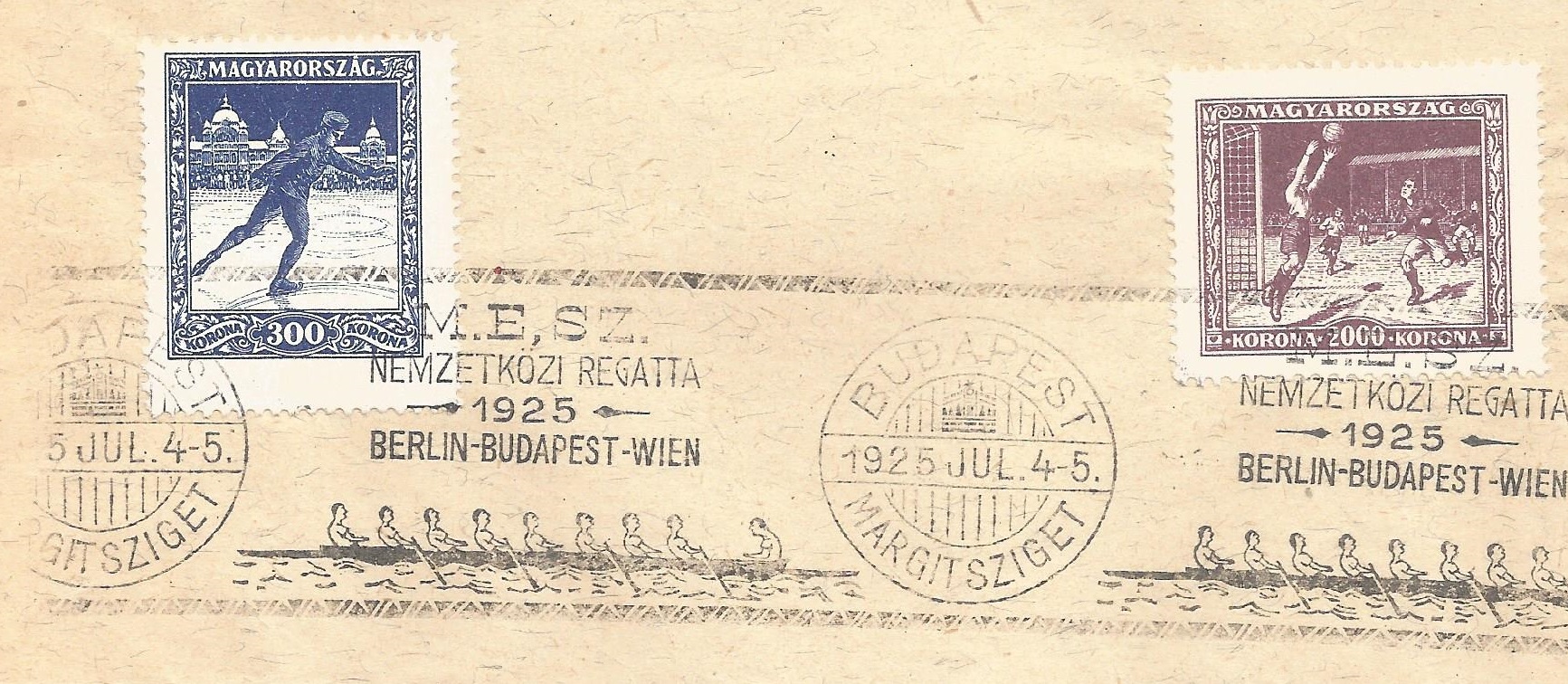 PM HUN 1925 July 4th 5th Budapest M.ES.Z Nemzetkoezi Regatta Berlin Budapest Wien
