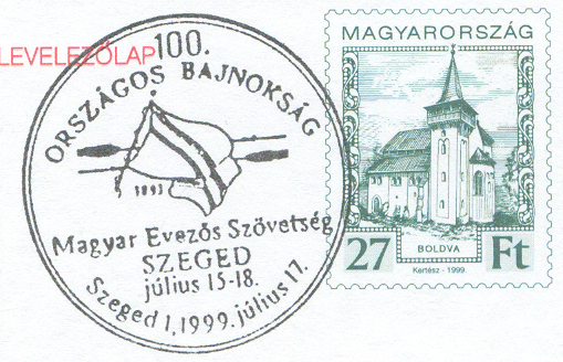 pm hun 1999 july 17th szeged 100th rowing championships oars flag 1893