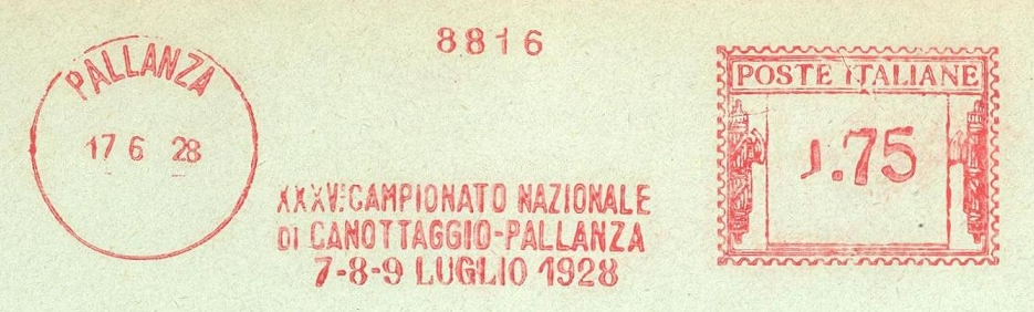 pm ita 1928 june 17th pallanza red meter mark advertisung the 36th national championships 7th 9th july 