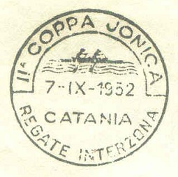 pm ita 1952 sept. 7th catania coppa jonica regate interzona stylized 2x on regatta program of this regatta