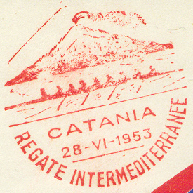pm ita 1953 june 28th catania mediterranean regatta volcano aetna in background red colour