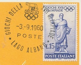 pm ita 1960 sept. 3rd lago albano og rome logo of the games rowing finals