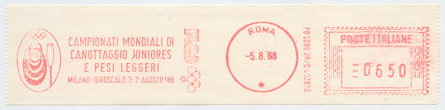 pm ita 1988 aug. 5th roma campionati mondiali di canottaggio juniores e pesi leggeri milano idroscalo 3 7 augusto 88 wrc for juniors and leightweights milan 1988