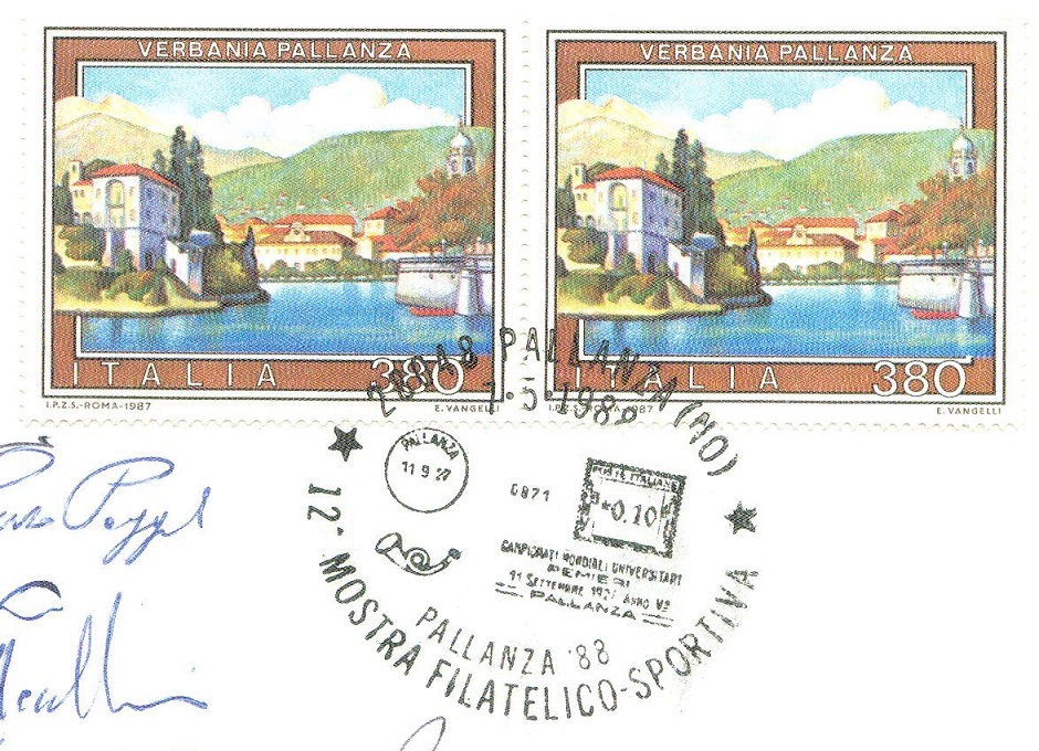 pm ita 1988 may 7th pallanza sport stamps exhibition