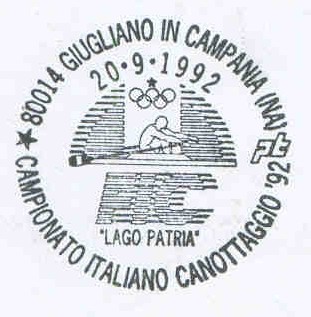 pm ita 1992 sept. 20th giugliano in campania italian national championships 92 lago patria stylized rower olympic rings 