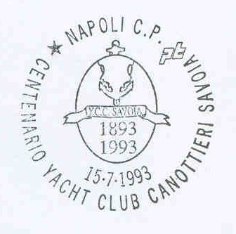 pm ita 1993 july 15th napoli yacht club canottieri savoia 100th anniversary 1893 1993 club emblem y.c.c. savoia 