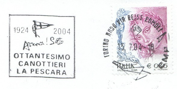 pm ita 2004 july 15th torino canottieri la pescara 80th anniversary flag 1924 2004 