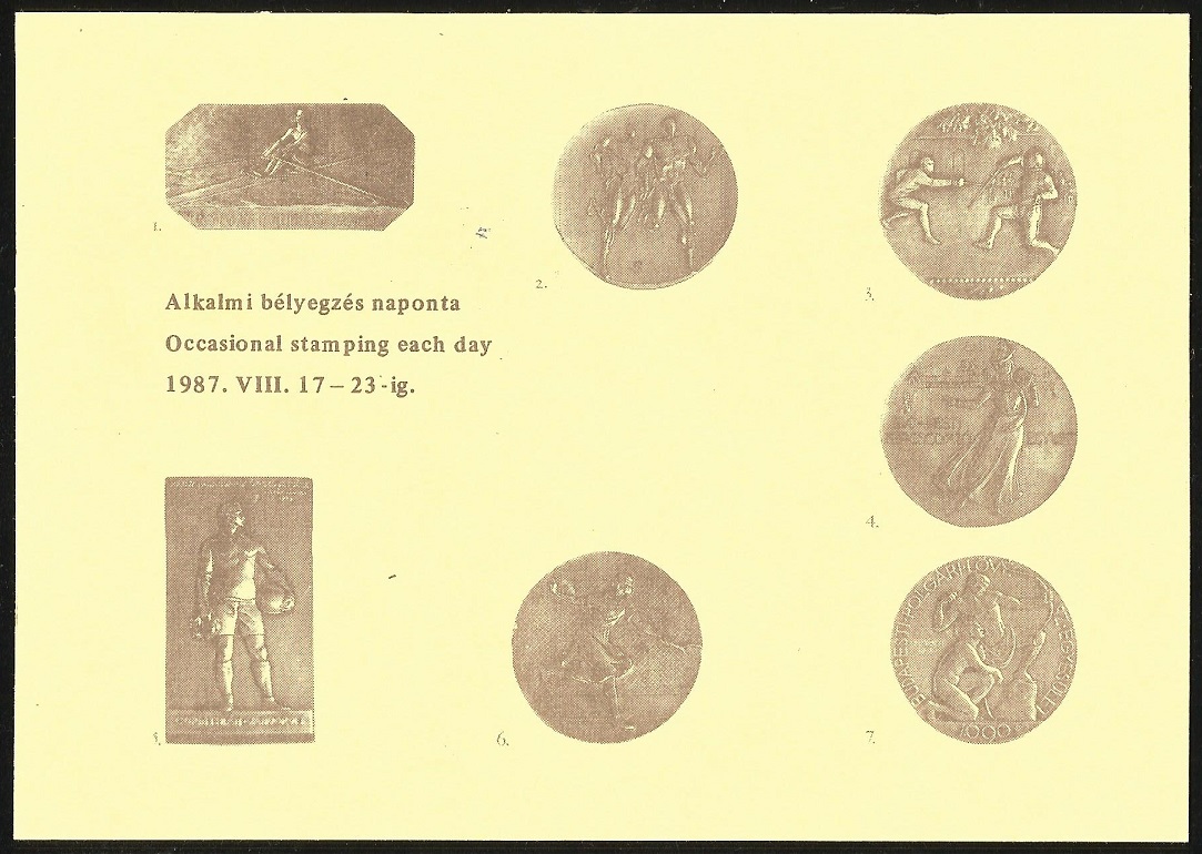 Illustrated card HUN 1987 Exposition of sport medals reverse