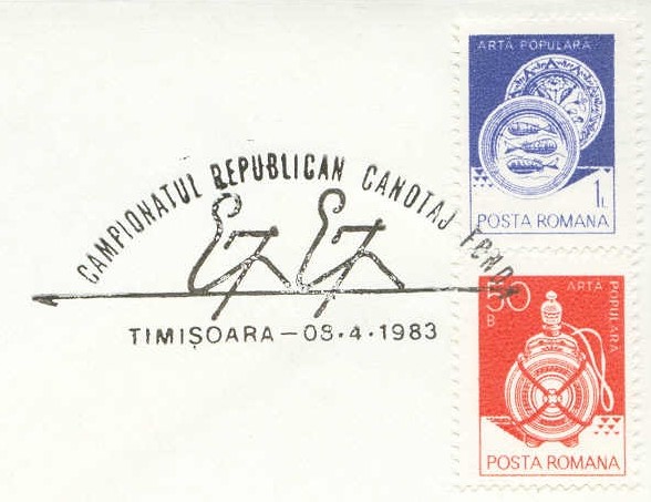 pm rom 1983 apr. 8th timisoara campionatui republican canotaj fond stylized 2x 