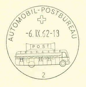 pm sui 1962 sept. 6th automobil postbureau 2 used at wrc luzerne 