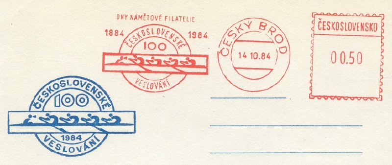 pm tch 1984 oct. 14th cesky brod red meter mark 100 years of rowing 1884 1984