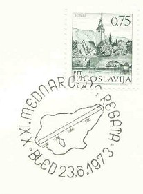 pm yug 1973 june 23rd bled 21st international regatta drawing of regatta course with distance markers 