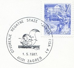 pm yug 1987 may 1st zagreb otvorenje regatne staze jarun fisa a 1 rowing squirrel 