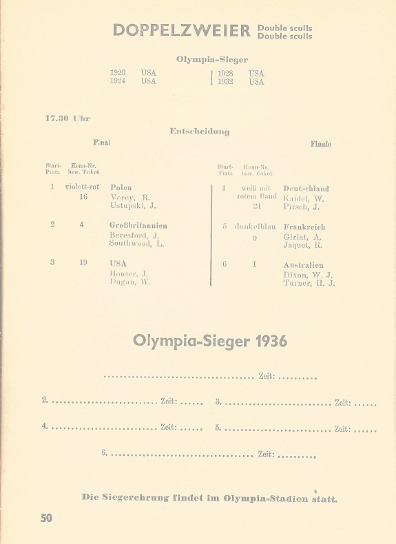 program GER 1936 OG Berlin Aug. 14th finals detail 2X