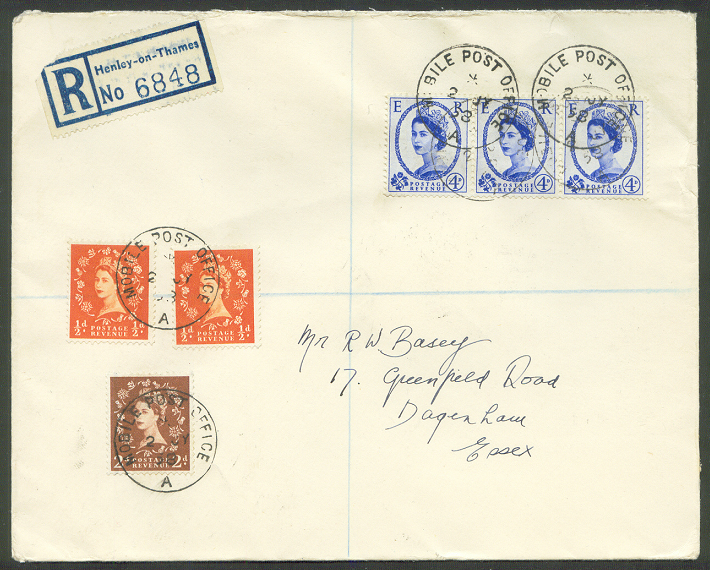 registered letter gbr 1958 henley with pm moble post office july 2nd