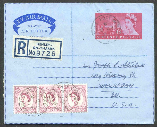 registered letter gbr 1961 july 5th henley with pm moble post office