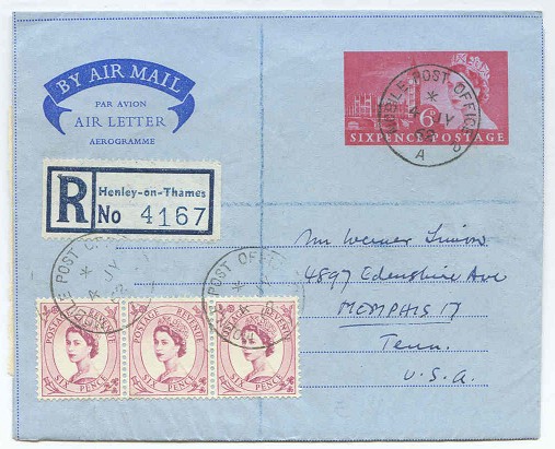 registered letter gbr 1962 july 4th henley with pm moble post office