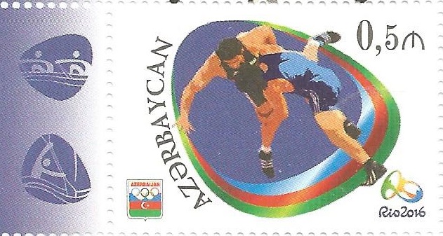 Stamp AZE 2016 OG Rio de Janeiro with logo on tab