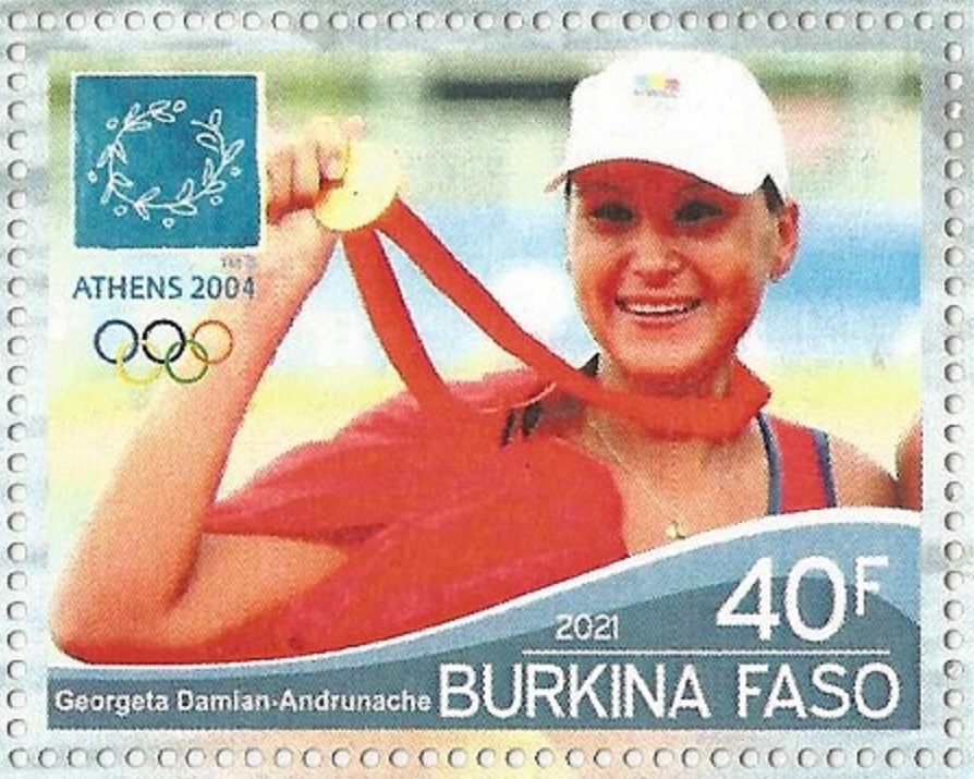 Stamp BUR 2021 SS Olympic rowing champions unauthorized issue Georgeta Damian Andrunache ROU detail