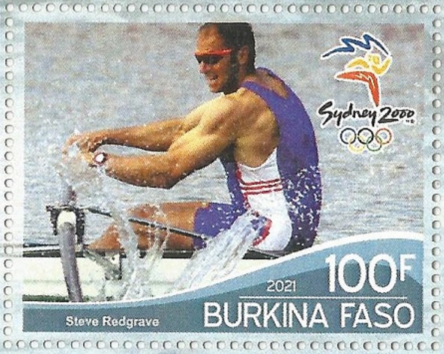 Stamp BUR 2021 SS Olympic rowing champions unauthorized issue Steve Redgrave GBR detail
