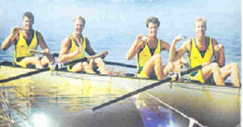 Stamp AUS 2003 Jan. 7th MS Australian gold medallists The Modern Games 1992 P. Antonie A. Cooper S. Hawkins 1992 1996 N. Green M. McKay J. Tomkins detail